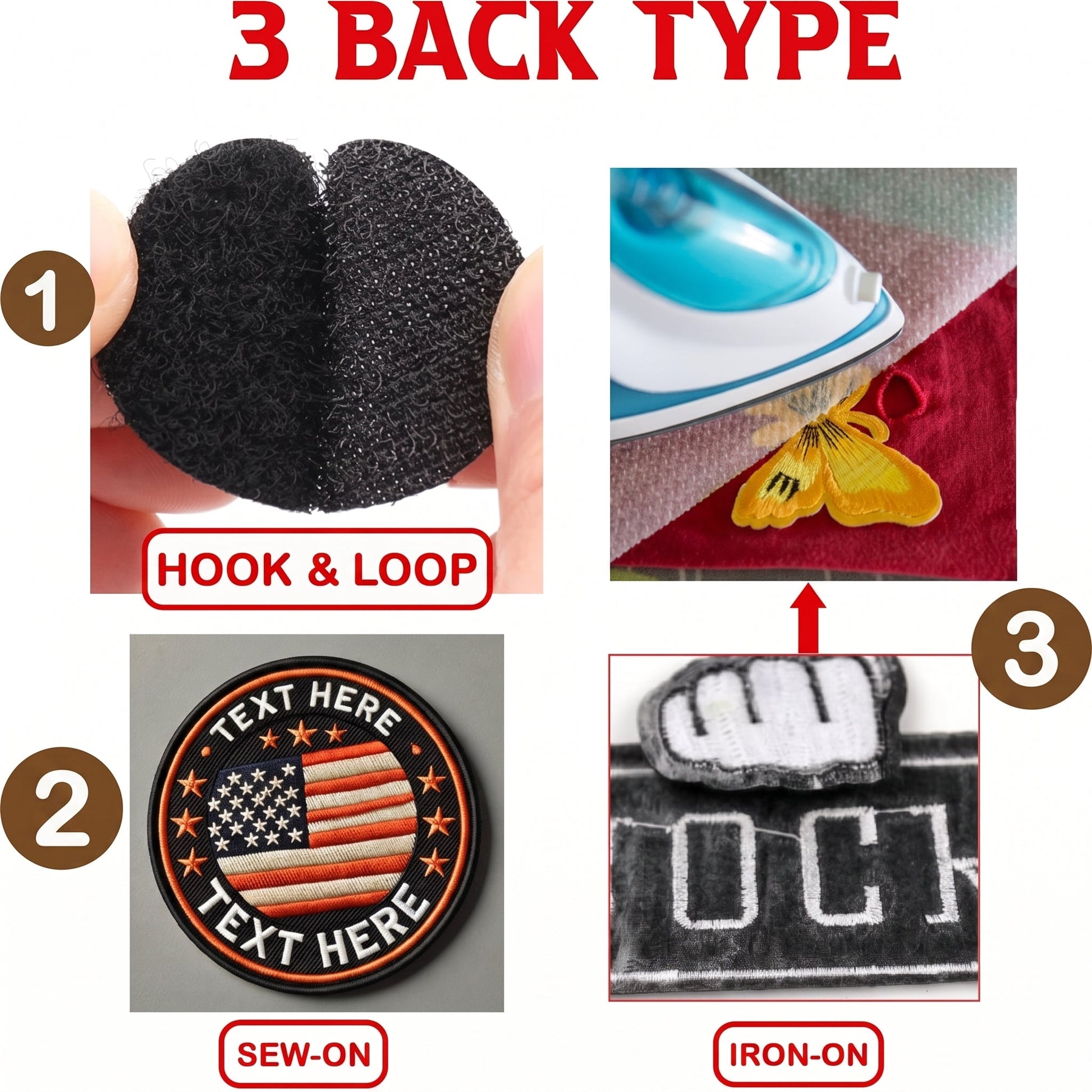 Custom Embroidered Patch, Personalized Logo Patches, Custom Image Text Patch for Jackets, Iron On Sew On Hook & Loop Patch, Business Team Group Gift
