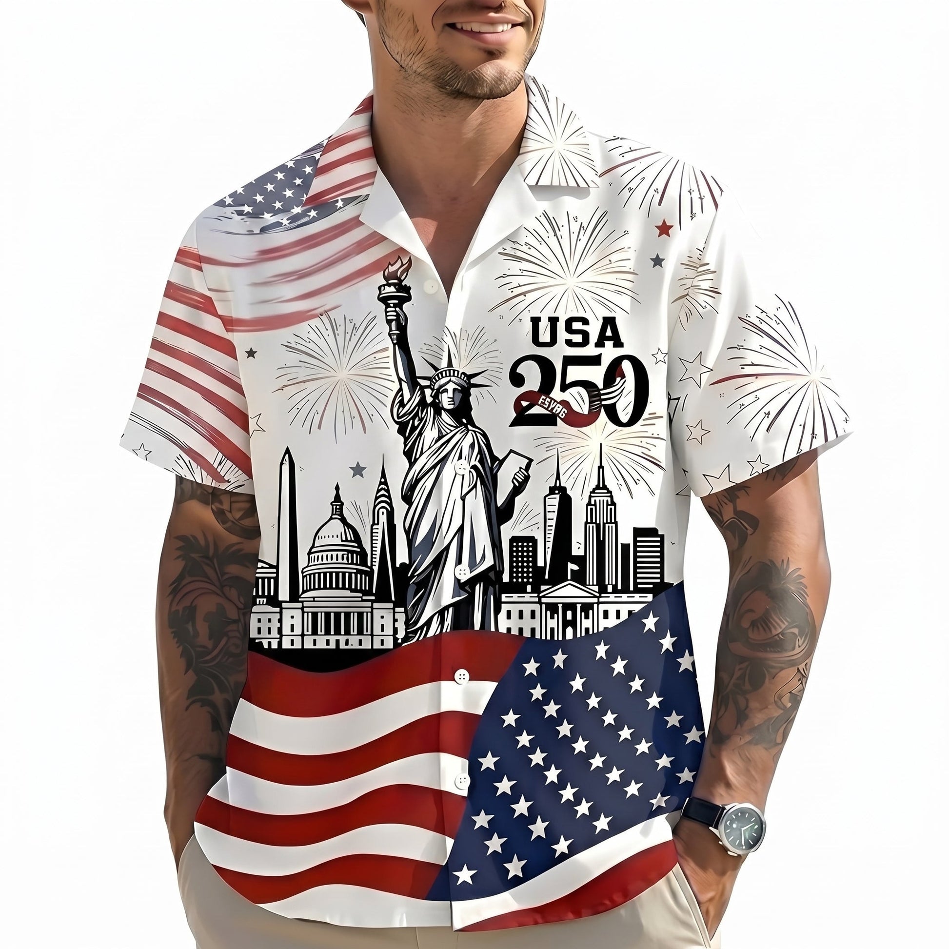 The America 250th Anniversary "Land of Liberty" White Hawaiian Shirt