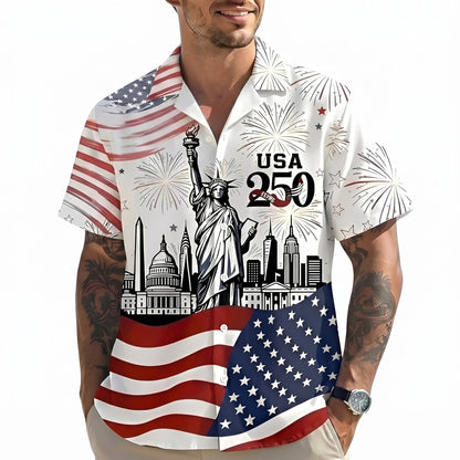 The America 250th Anniversary "Land of Liberty" White Hawaiian Shirt