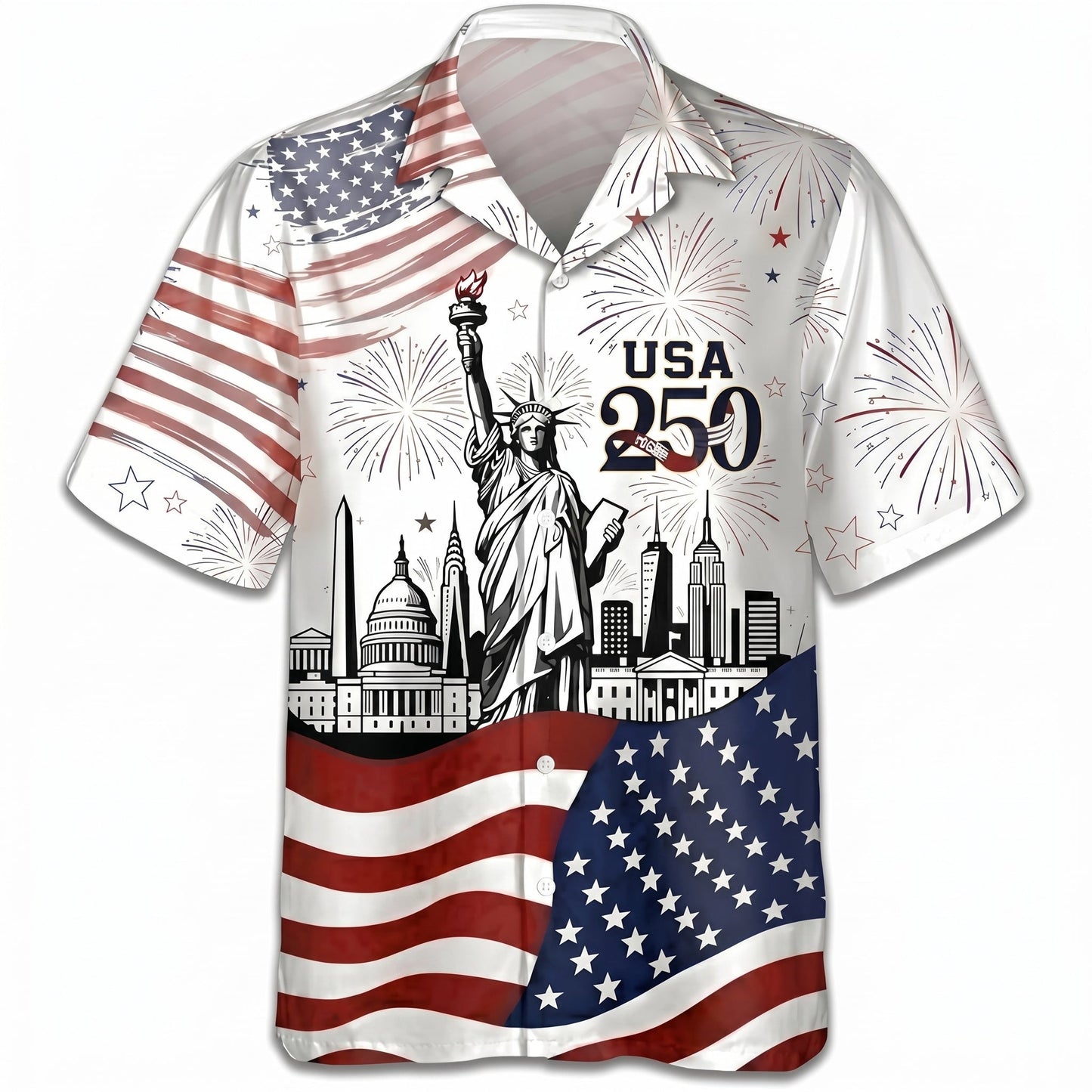 The America 250th Anniversary "Land of Liberty" White Hawaiian Shirt
