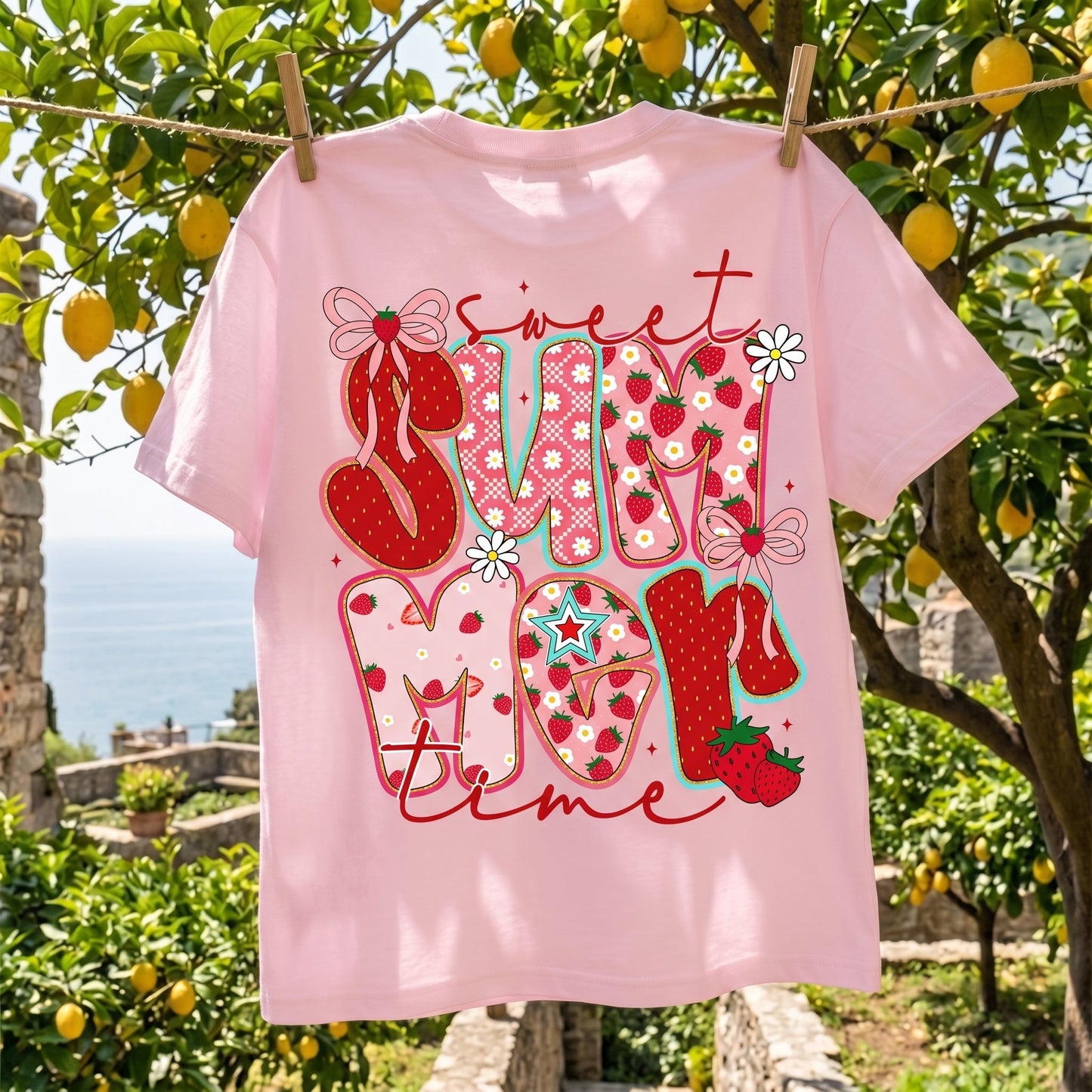 Sweet Summer Time Strawberry Shirt, Cute Coquette Bow Summer T-Shirt