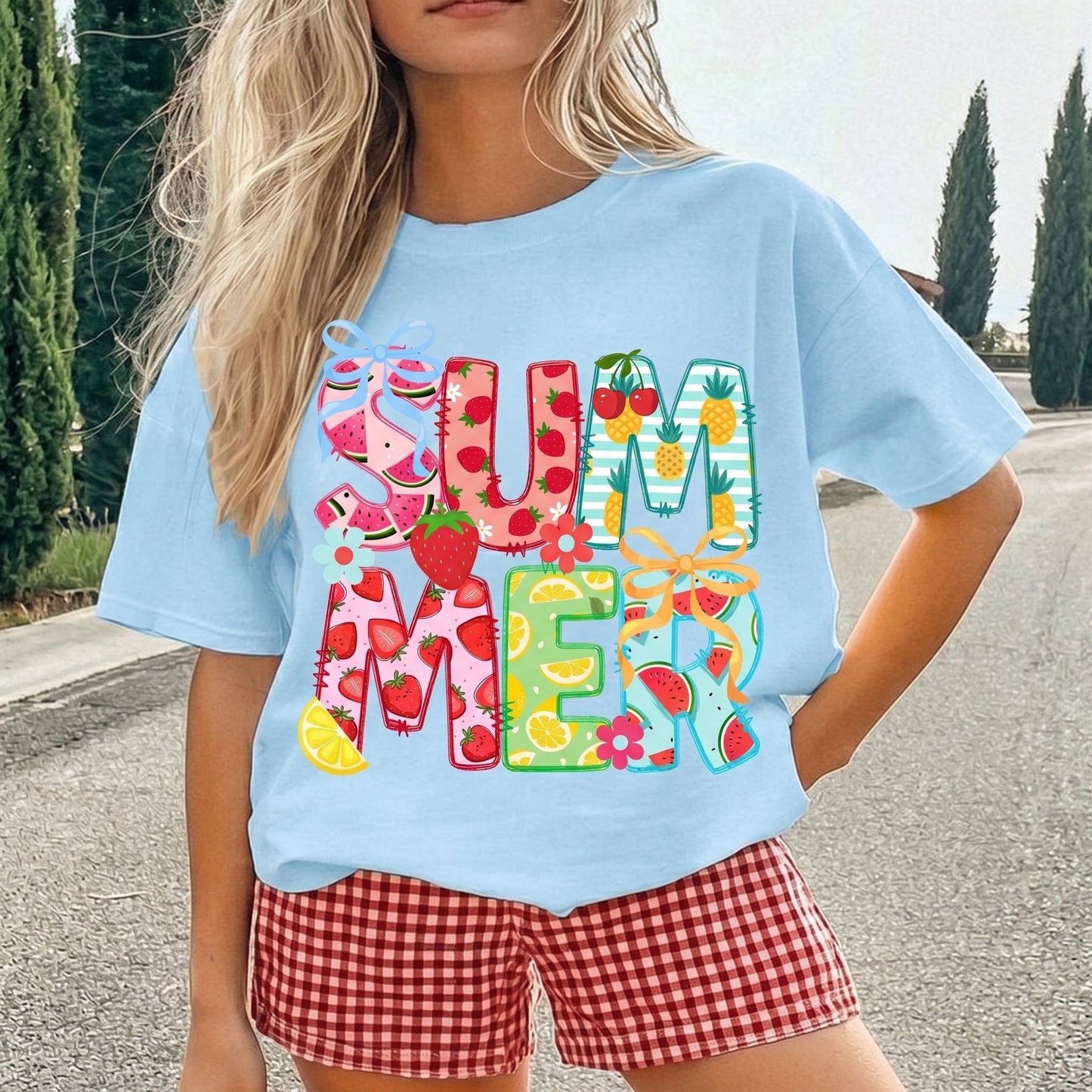 The Summer Vibes Painted Blue Daisy Graphic TShirt