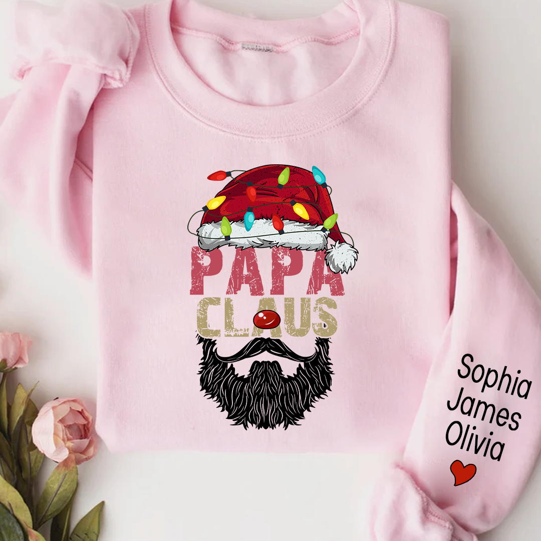 Papa Claus Christmas 2023 Gift Custom Name Kids Sweatshirt
