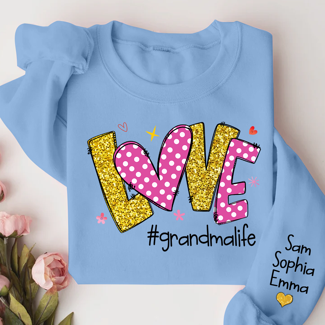 Glitter I Love grandmalife and grandkids Gifts Valentine's Day Sweatshirt