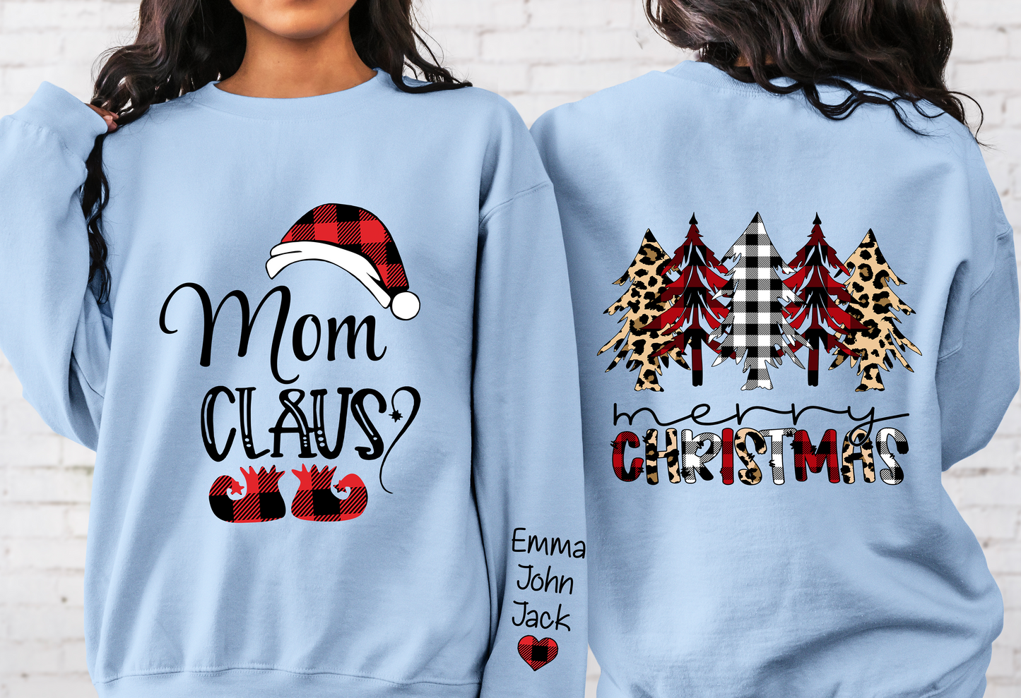 Custom Name Mom Claus Merry Christmas And Momkids Sweatshirt