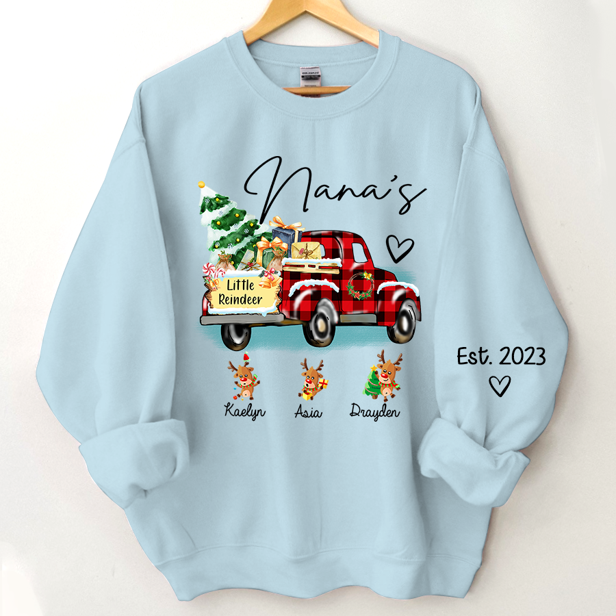 Nana's little reindeer Christmas And Grandkids Sweatshirt
