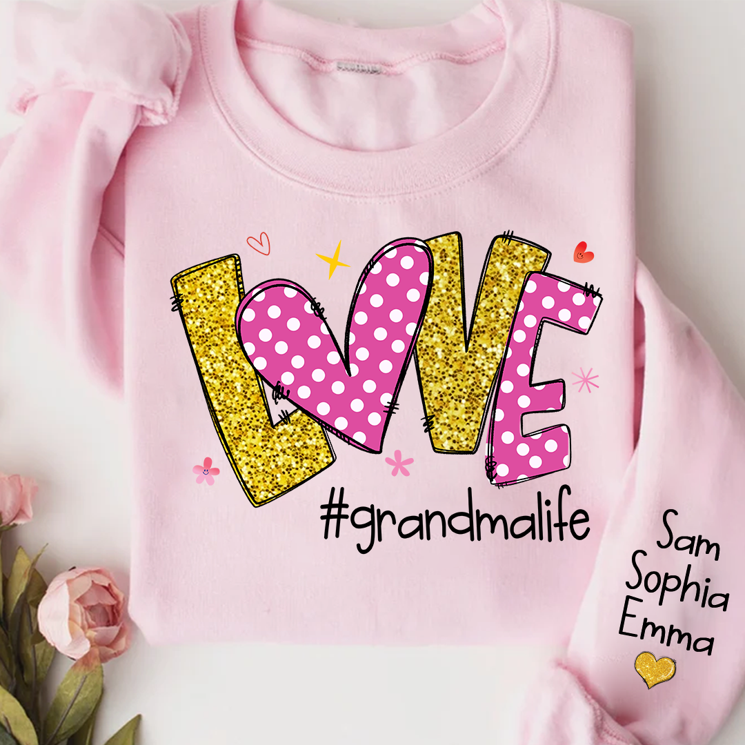 Glitter I Love grandmalife and grandkids Gifts Valentine's Day Sweatshirt