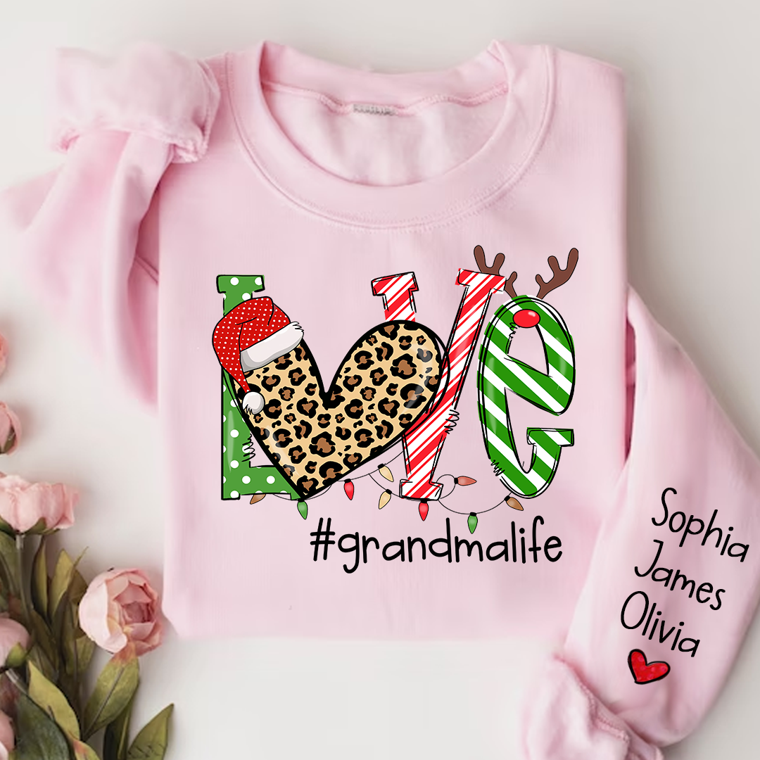 Merry Christmas Love grandmalife Sweatshirt with Grandkids Sweatshirt