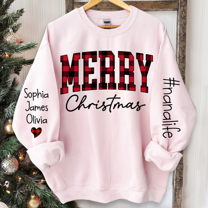 Merry Christmas Nanalfie Caro Sweatshirt with Grandkids Sweatshirt