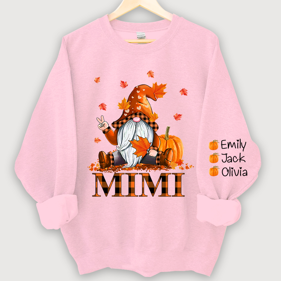 Mimi, Grandma Gnome Fall with Grandkids name Autumn Sweatshirt