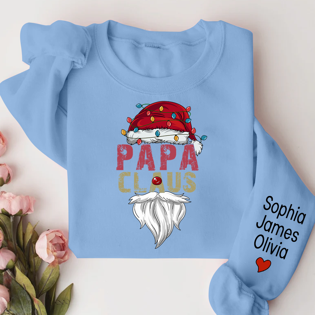 Merry Christmas Papa Claus, Dad Claus 2023 And Custom Name Kids Sweatshirt