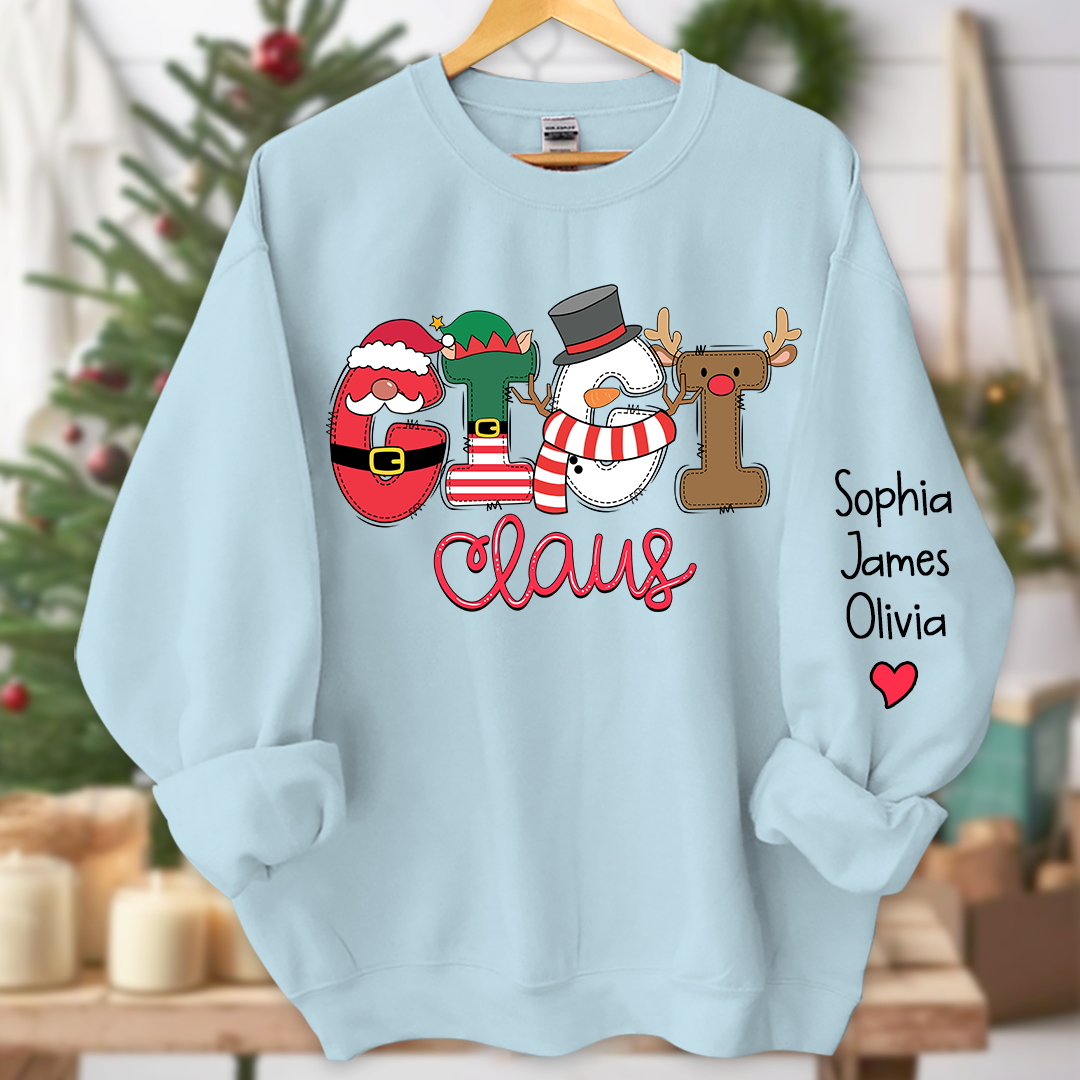 Gigi Claus Merry Christmas Grandma Claus, Nana Claus and Grandkids Sweatshirt
