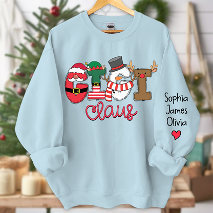 Gigi Claus Merry Christmas Grandma Claus, Nana Claus and Grandkids Sweatshirt