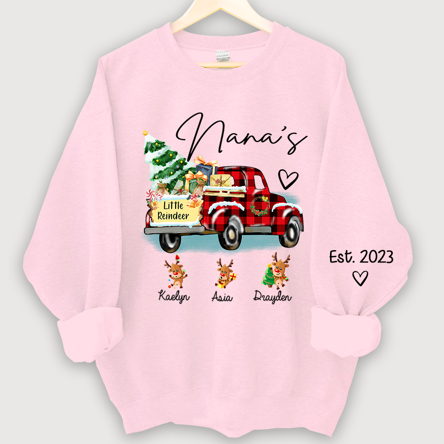 Nana's little reindeer Christmas And Grandkids Sweatshirt