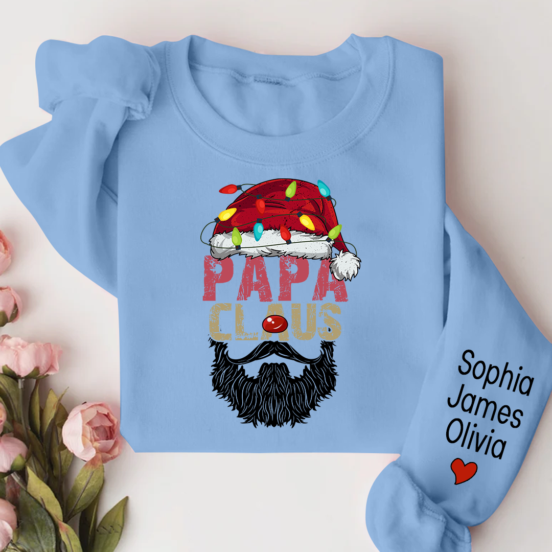 Papa Claus Christmas 2023 Gift Custom Name Kids Sweatshirt