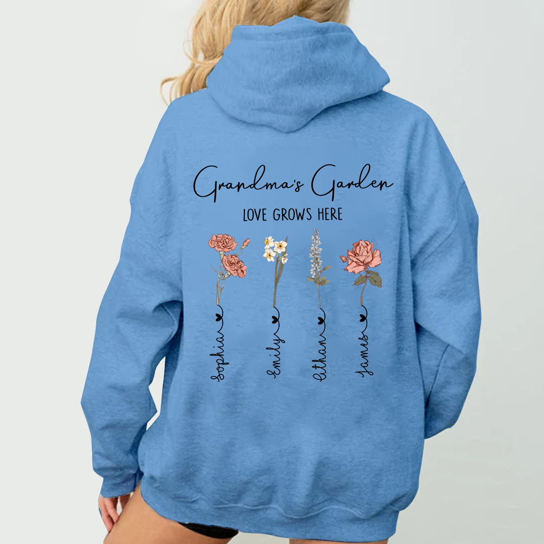 Grandma's Garden Love Grows Here With Grandkids Hoodie