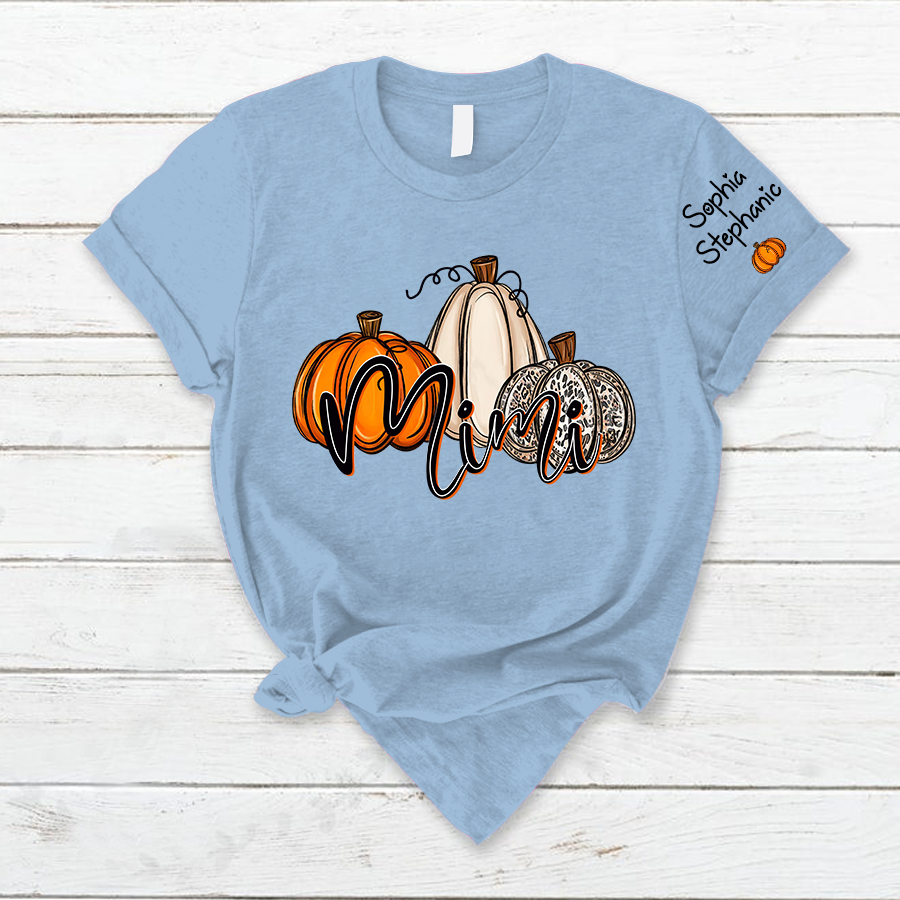 Personalized  Mimi, Grandma Pumpkins Autumn And Grandkids T-Shirt
