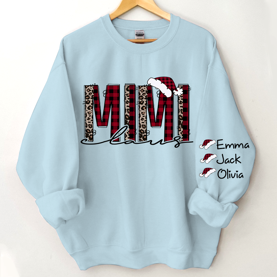 Personalized Mimi Claus Christmas And Grandkids Sweatshirt