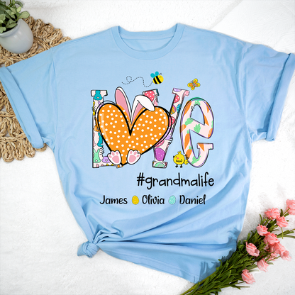 Love Grandmlife Easter Bunny Gift For Family, Custom Grandma And Grandkids T-Shirt