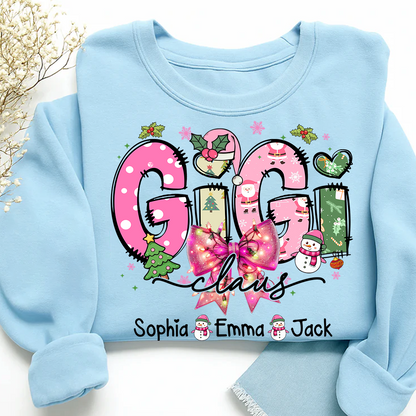 Gigi claus tree santa And Grandkids Christmas Sweatshirt