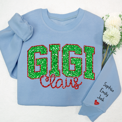 Glitter Red Gigi Claus Christmas With Grandkids Sweatshirt