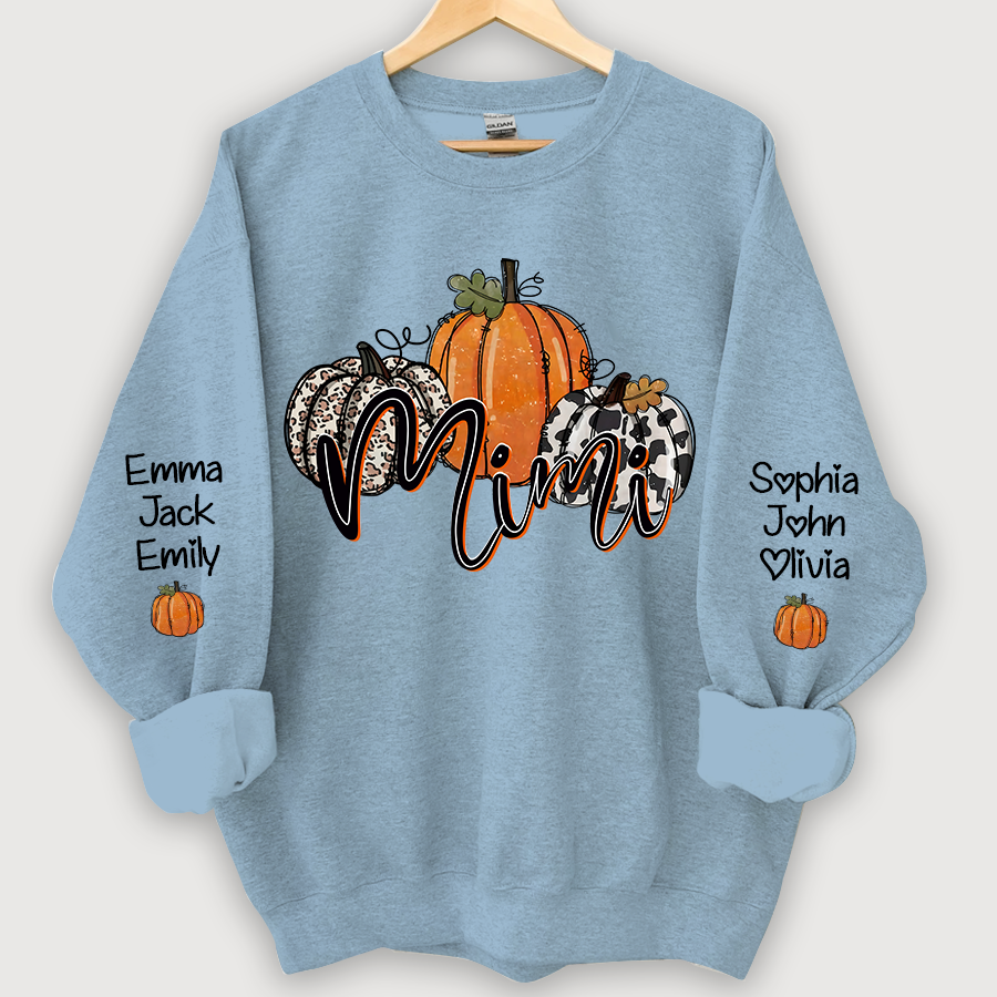 Personalized Mimi, Grandma Pumpkins Autumn And Grandkids CL01 Sweatshirt