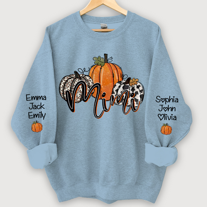 Personalized Mimi, Grandma Pumpkins Autumn And Grandkids CL01 Sweatshirt