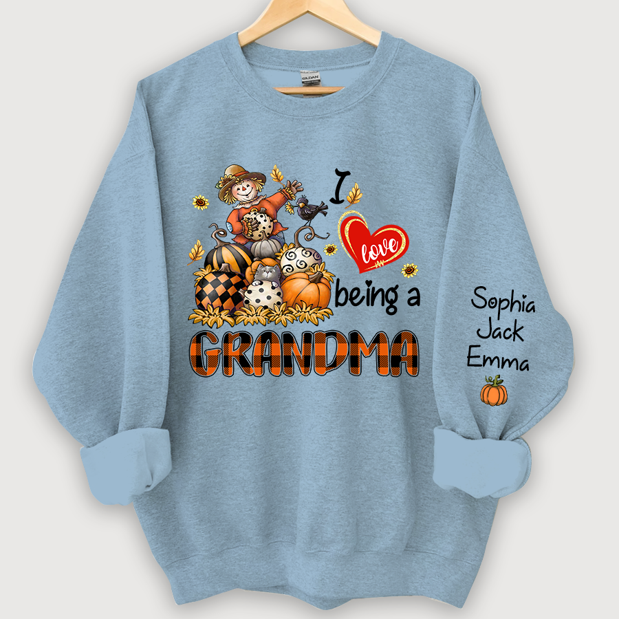I Love Being A Grandma Pumpkin And Grandkids Autumn Sweatshirt