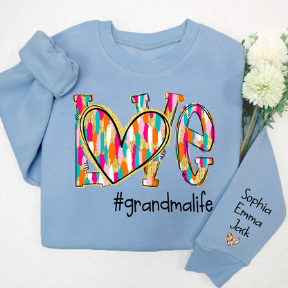 Personalized Love grandmalife Colorful And Grandkids Chritsmas Sweatshirt