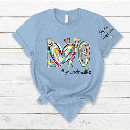 Love Grandma Life Fall Autumn Color Clipart Custom T-Shirt