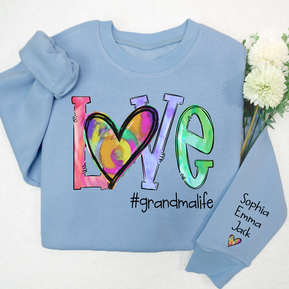 Love Grandmalife colorful heart  And Grandkids 2024 Sweatshirt