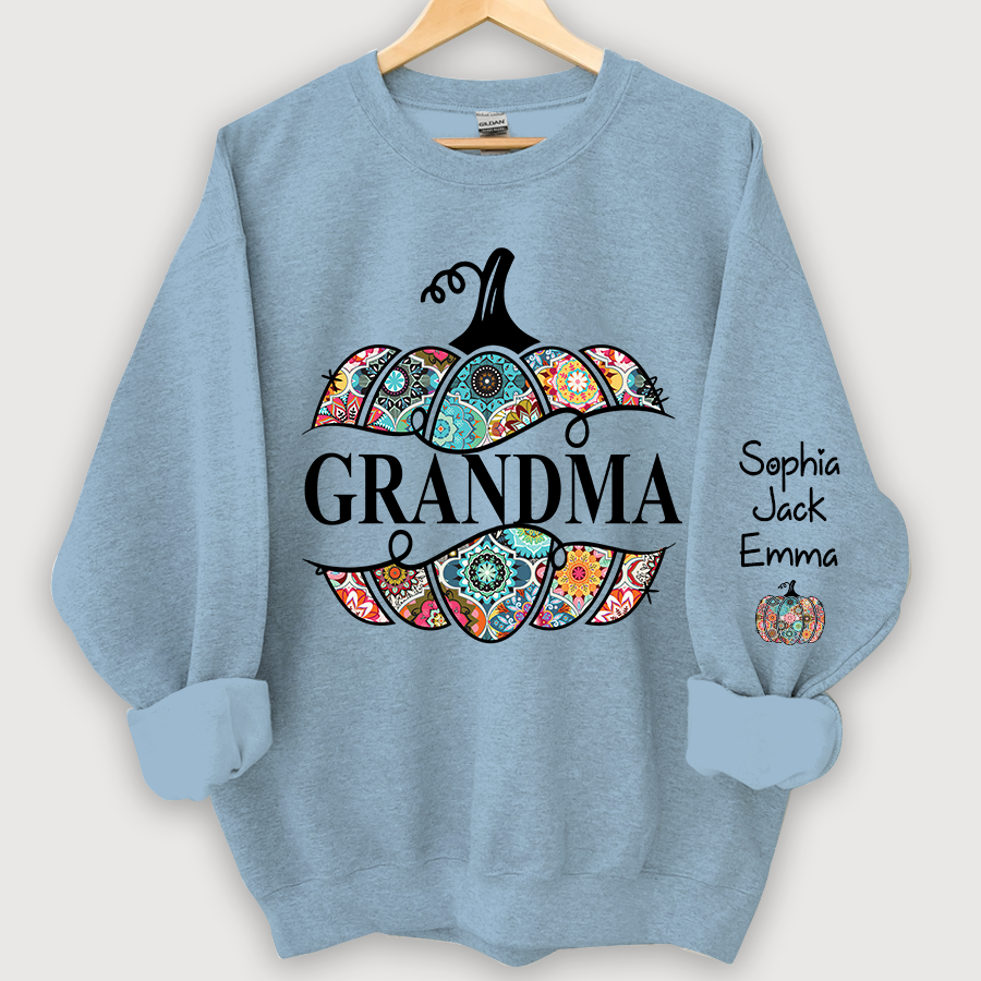 Personalized Cut Pumpkin With Grandkid Trend autumn Sweatshirt