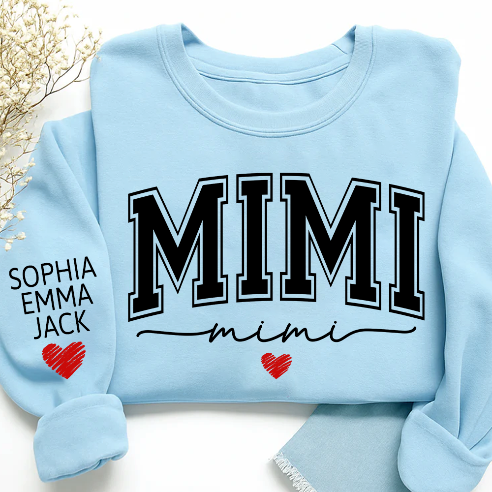 Personalized Mimi Sweatshirt with Grandkids’ Names, Gift for Grandma Birthday Christmas Sweatshirt