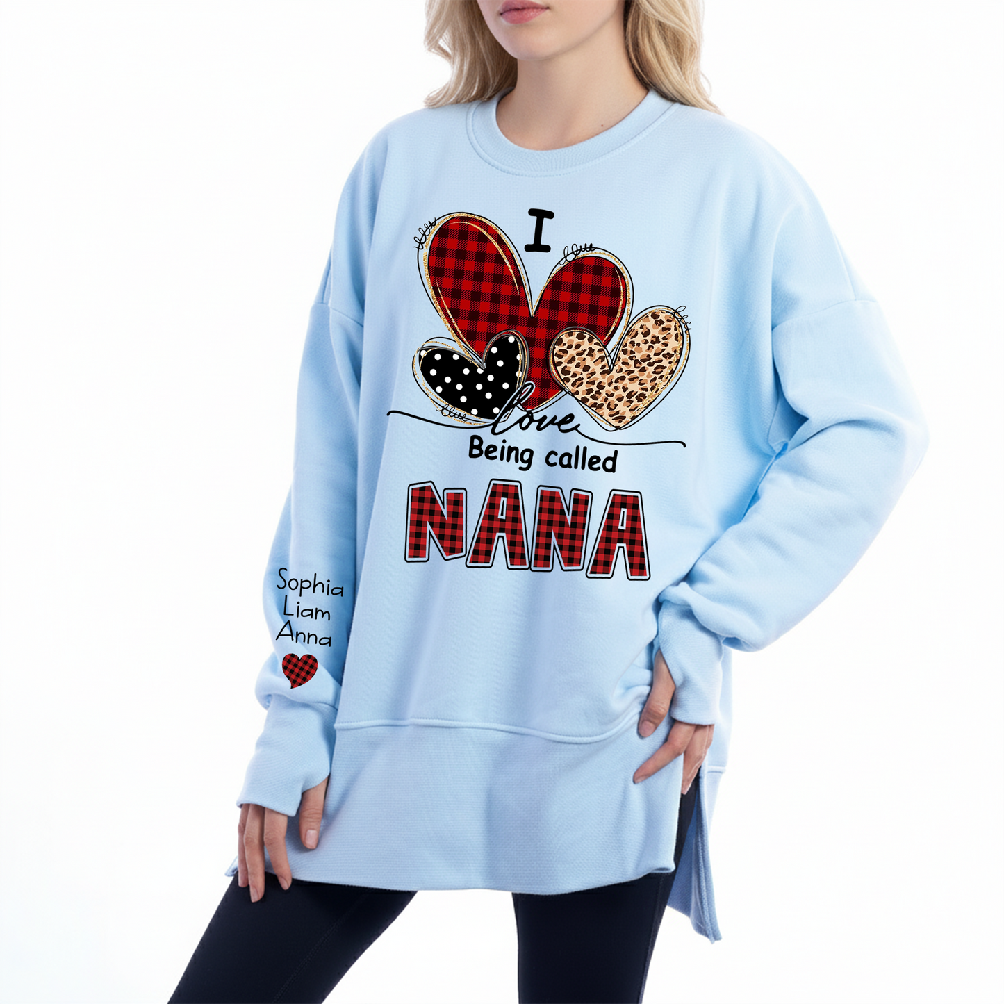 I Love Being Calling Nana Oversized Sweatshirt, Personalized Grandma Shirt with Kids Names