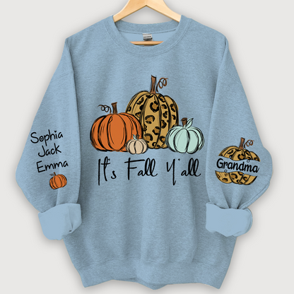 Personalized Its Fall Yall Grandma And Grandkids Pumpkin autumn CL01 Sweatshirt