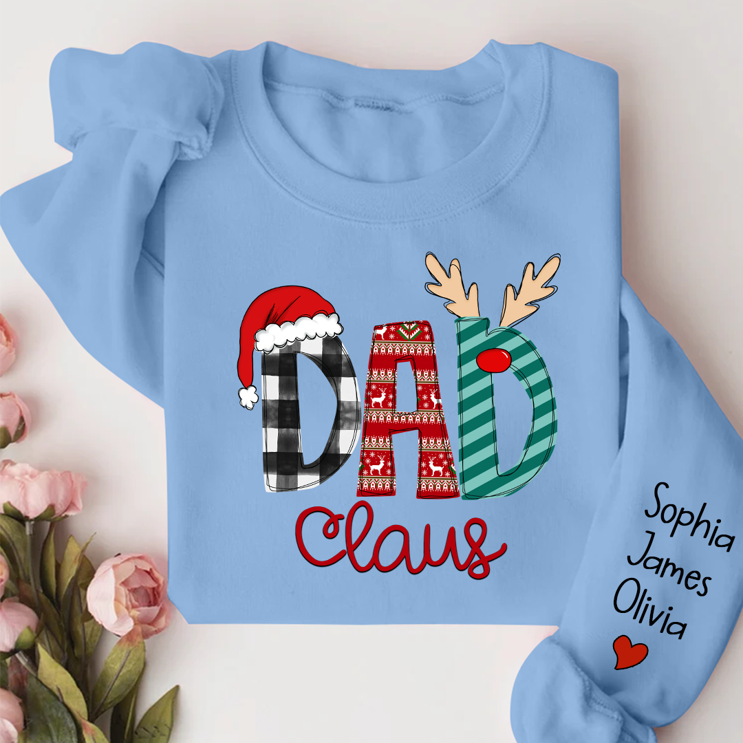 Dad Claus Merry Christmas Papa Claus Gift Custom Name Kids Sweatshirt