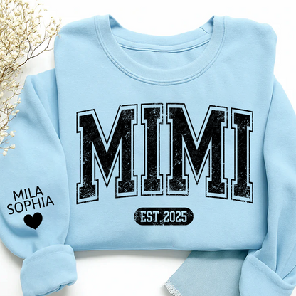 Mimi est with Grandkids’ Names, Custom Gift for Grandma Sweatshirt