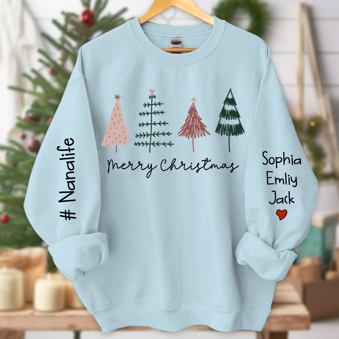 Tree Merry Christmas Nanalife Christmas and Grandkids Sweatshirt