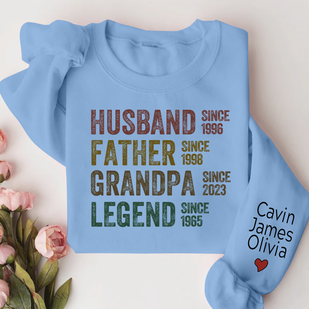 Personalized Dad Grandpa Husband Father Grandpa Legend 2023 And Custom Name Kids Sweatshirt