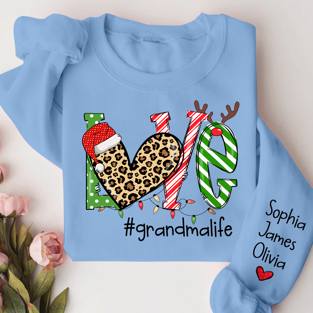 Merry Christmas Love grandmalife Sweatshirt with Grandkids Sweatshirt