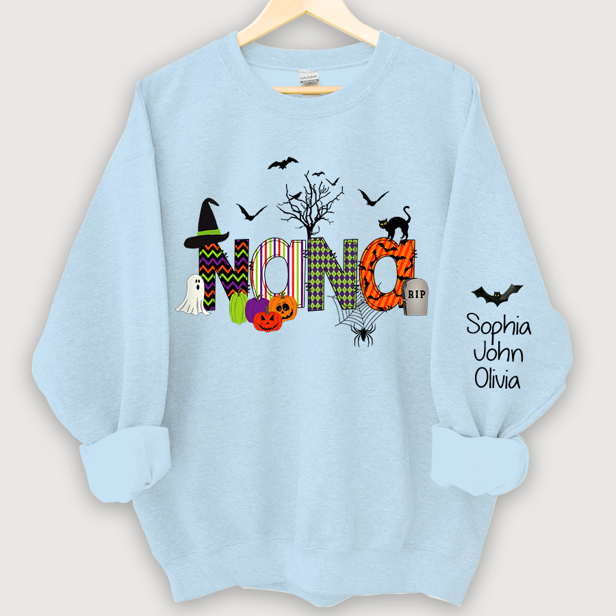 Personalized Halloween Doodle Alphabet Nana Grandma Grandkids Sweatshirt