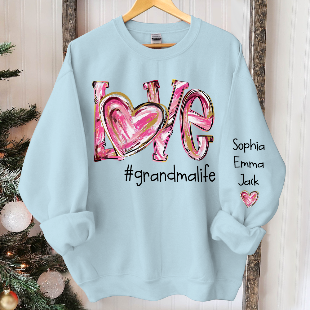 Love grandmalife pink color Christmas And Grandkids Sweatshirt