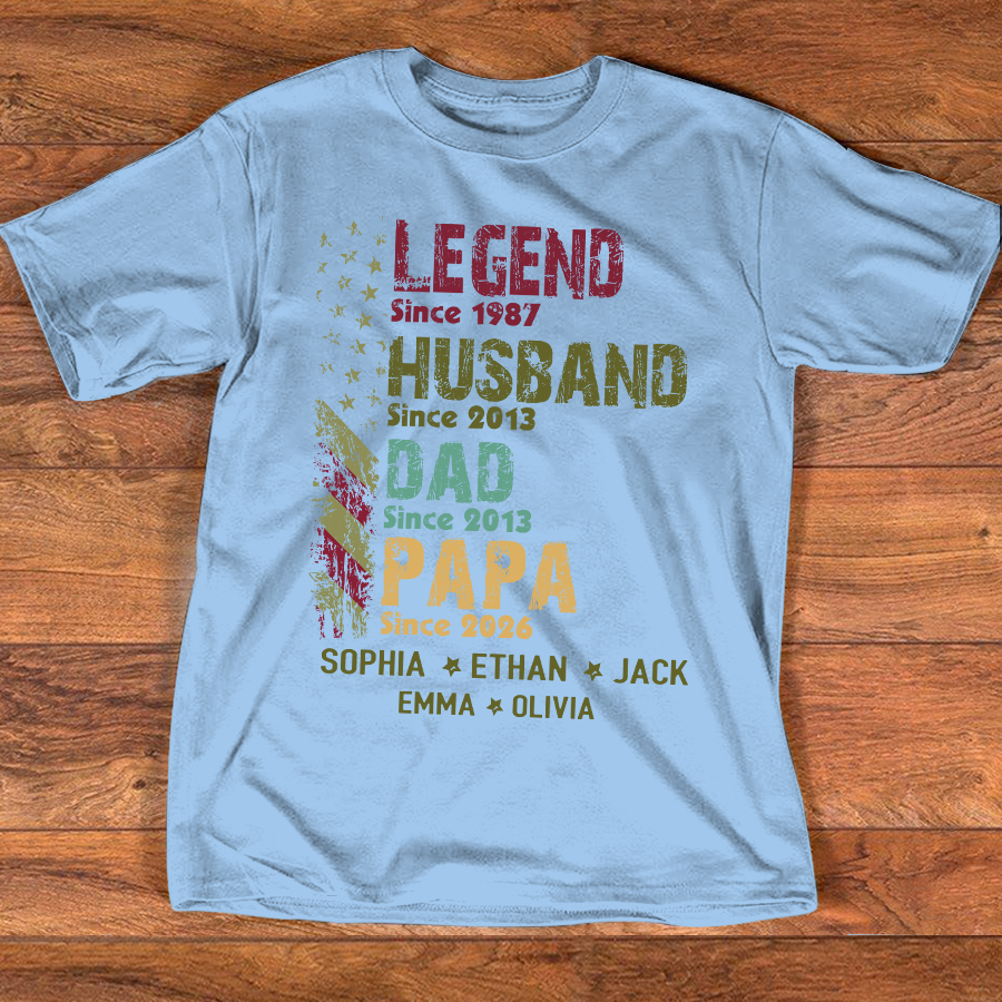 Personalized Papa Shirt with Kids Names, Legend Husband Dad Papa Since Shirt, Custom Grandpa Family T Shirt, Father's Day Gift for Papa