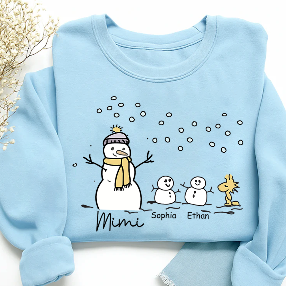 Personalized Mimi Snowman Sweatshirt with Grandkids – Christmas Gifts Sweatshirt