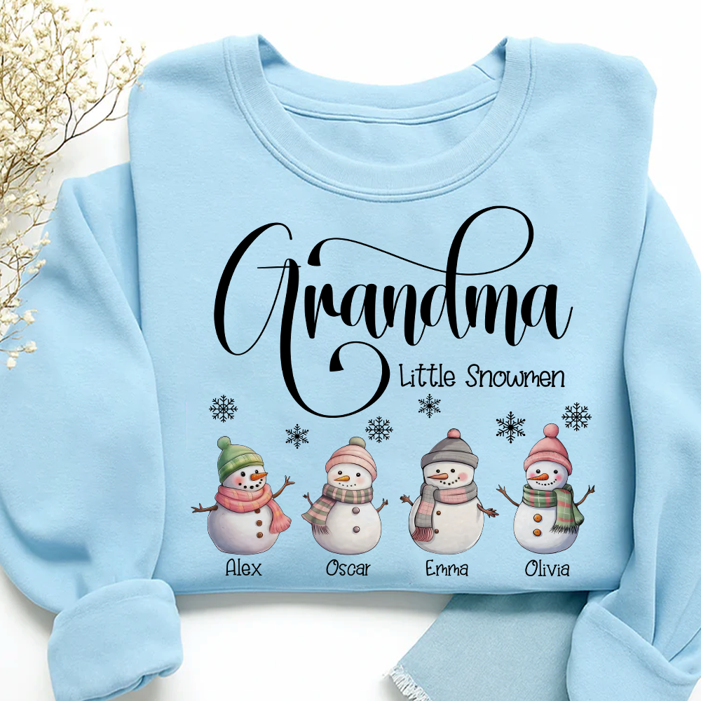 Grandma Little Snowmen And Grandkids Merry Christmas Sweatshirt