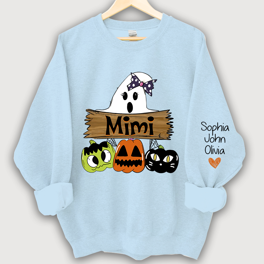 Pumpkin Ghost Halloween Mimi,Grandma And Grandkids Sweatshirt
