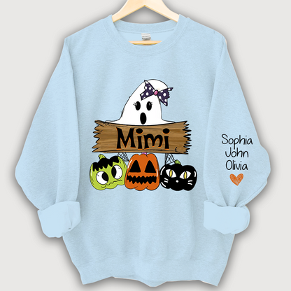 Pumpkin Ghost Halloween Mimi,Grandma And Grandkids Sweatshirt