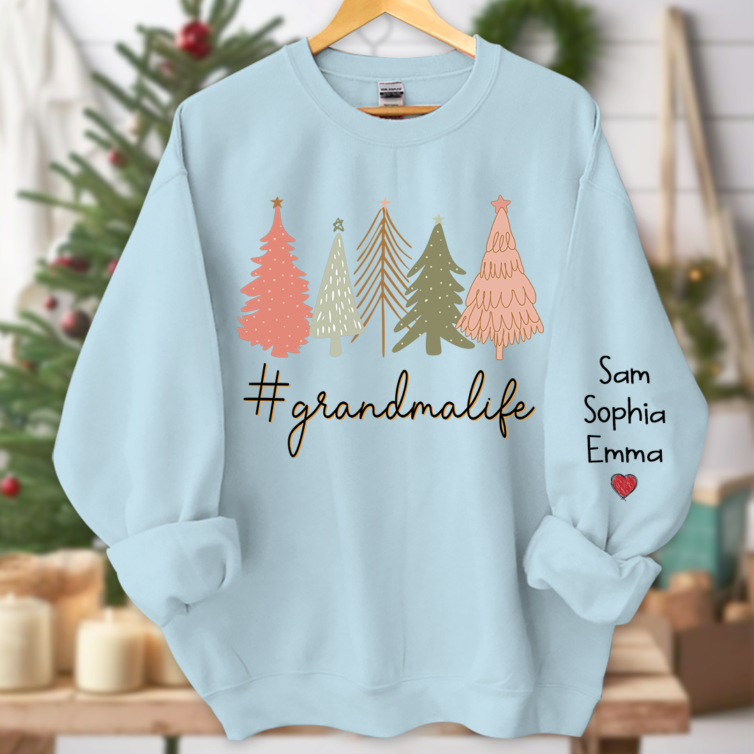Christmas Tree Custom Grandmalife And Kids Merry Christmas, Grandma Gift Sweatshirt