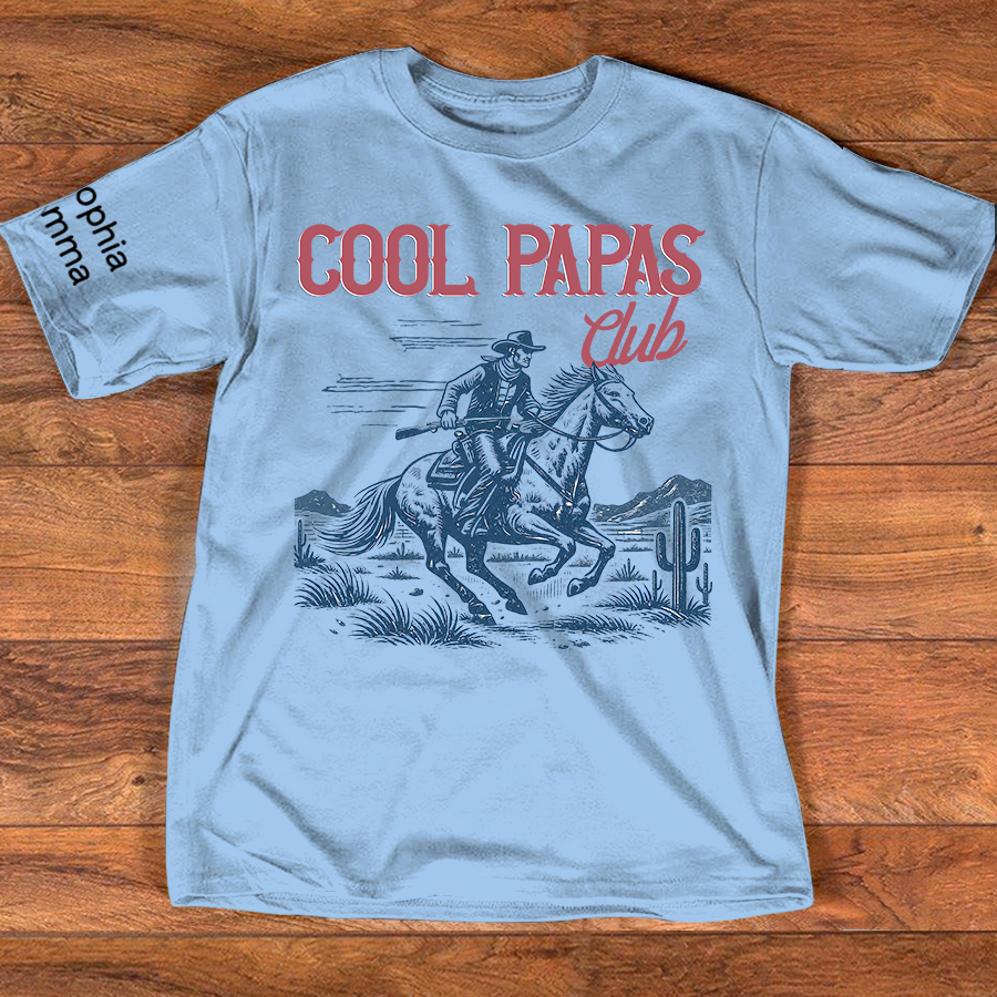 Personalized Cool Papas Club Personalized Cowboy Shirt - Custom Dad Gift with Kids' Names, Perfect for Father's Day, Family Gift for Fathers Day Birthday