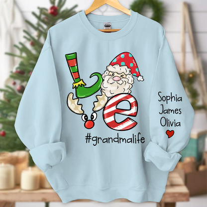 Personalized Love grandmalife Merry Christmas and Grandkids Sweatshirt